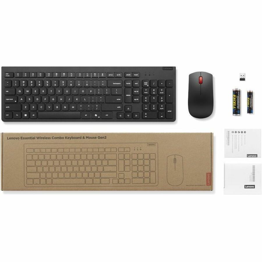 Lenovo Essential Wireless Combo Keyboard & Mouse Gen2 Black-English Canadian