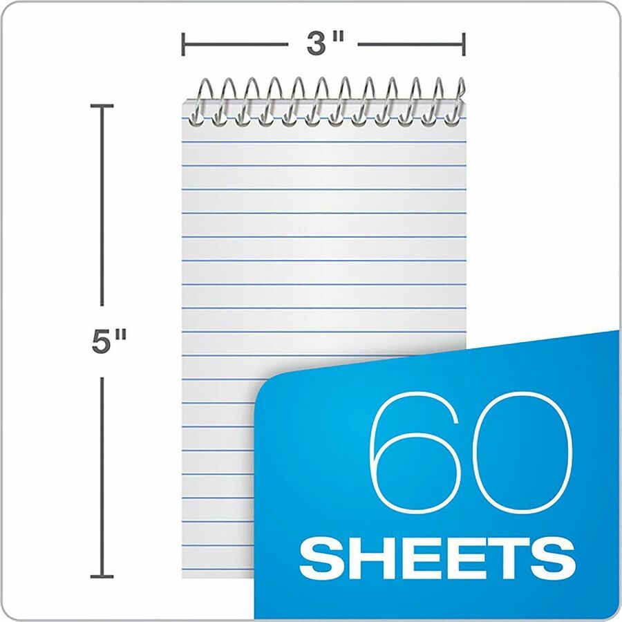 Ampad Top-Bound Memo Books - 60 Sheets - Narrow Ruled Front Ruling - Red, Blue, Green Cover - Compact - 12 / Pack