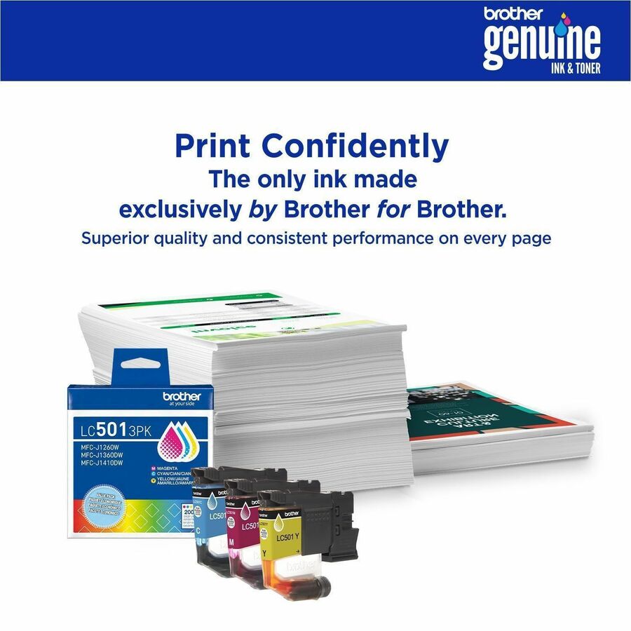 Brother LC501 3PK Original Standard Yield Inkjet Ink Cartridge - Cyan, Magenta, Yellow - 1 Each