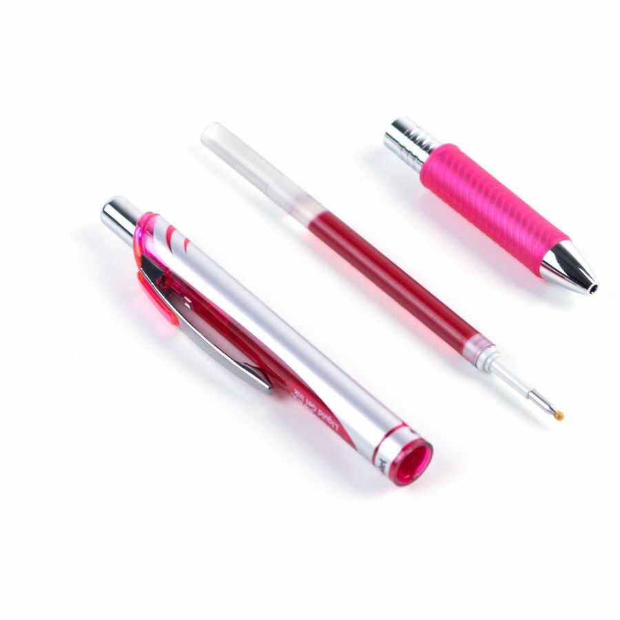 Pentel EnerGel Retractable Gel Roller, (0.7mm) Metal Tip, Pink Ink