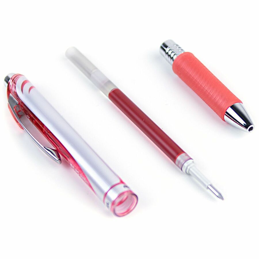 Pentel EnerGel Retractable Gel Roller, (0.7mm) Metal Tip, Coral Pink Ink