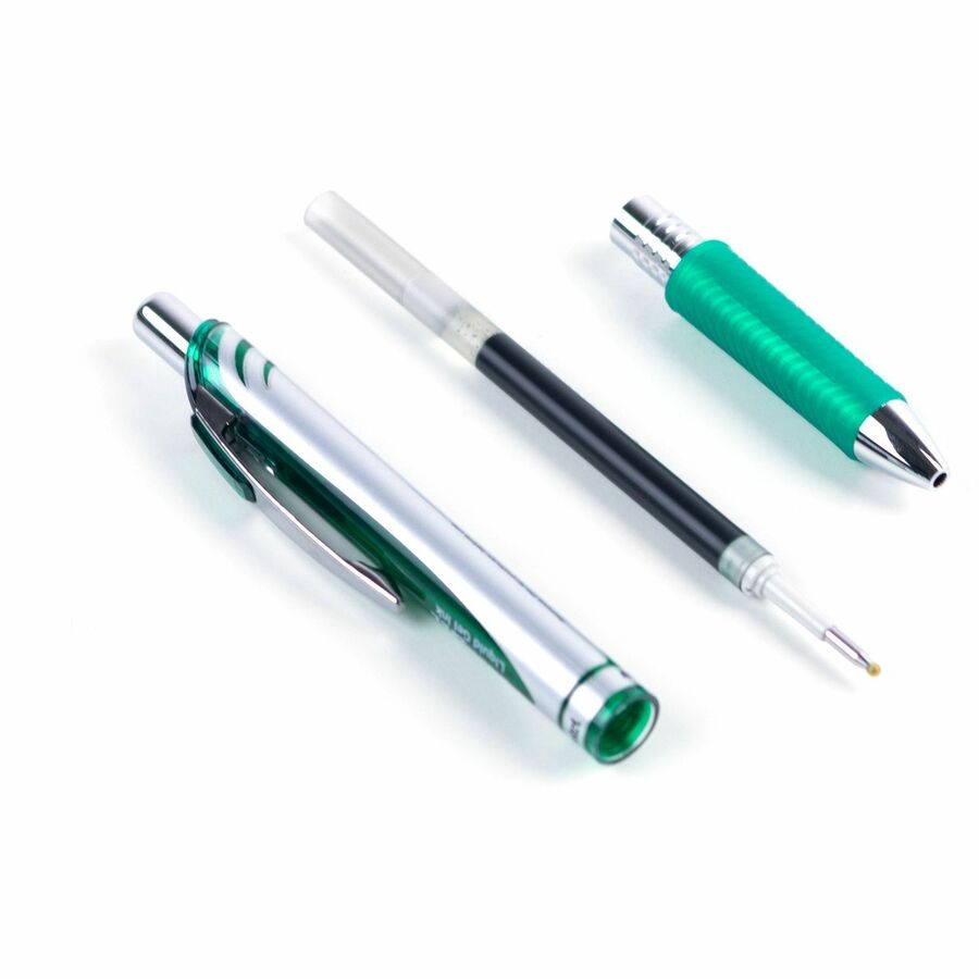 Pentel EnerGel Retractable Gel Roller, (0.7mm) Metal Tip, Green Ink