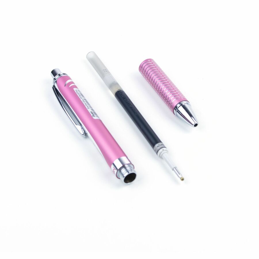 Pentel EnerGel Alloy Retractable Premium Liquid Gel Pen, (0.7mm) Metal Tip, Pink Barrel, Black Ink
