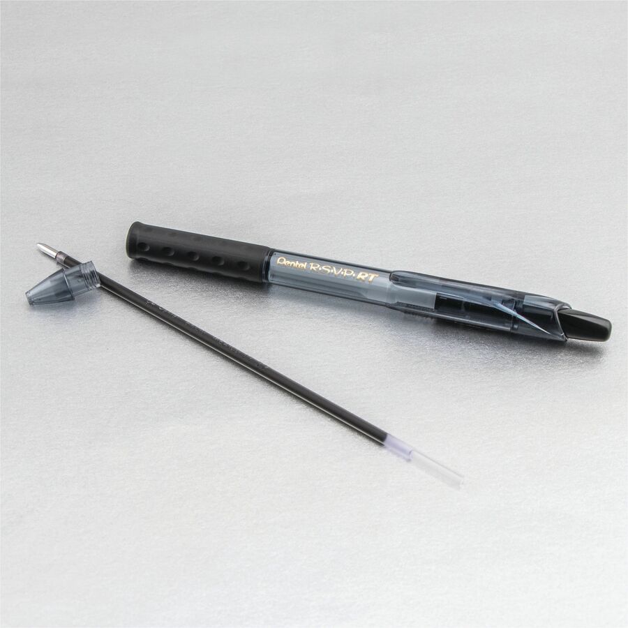 Pentel R.S.V.P. RT Colours Retractable Ballpoint Pen, (1.0mm), Black Barrel, Black Ink