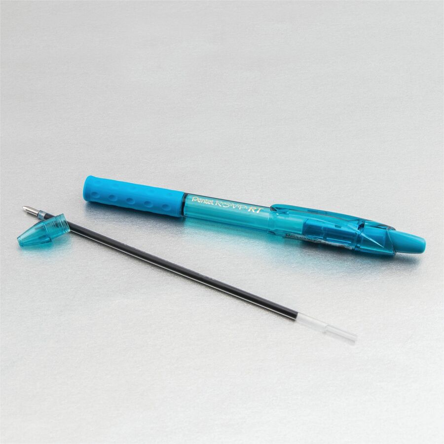 Pentel R.S.V.P. RT Colours Retractable Ballpoint Pen, (1.0mm), Sky Blue Barrel, Sky Blue Ink