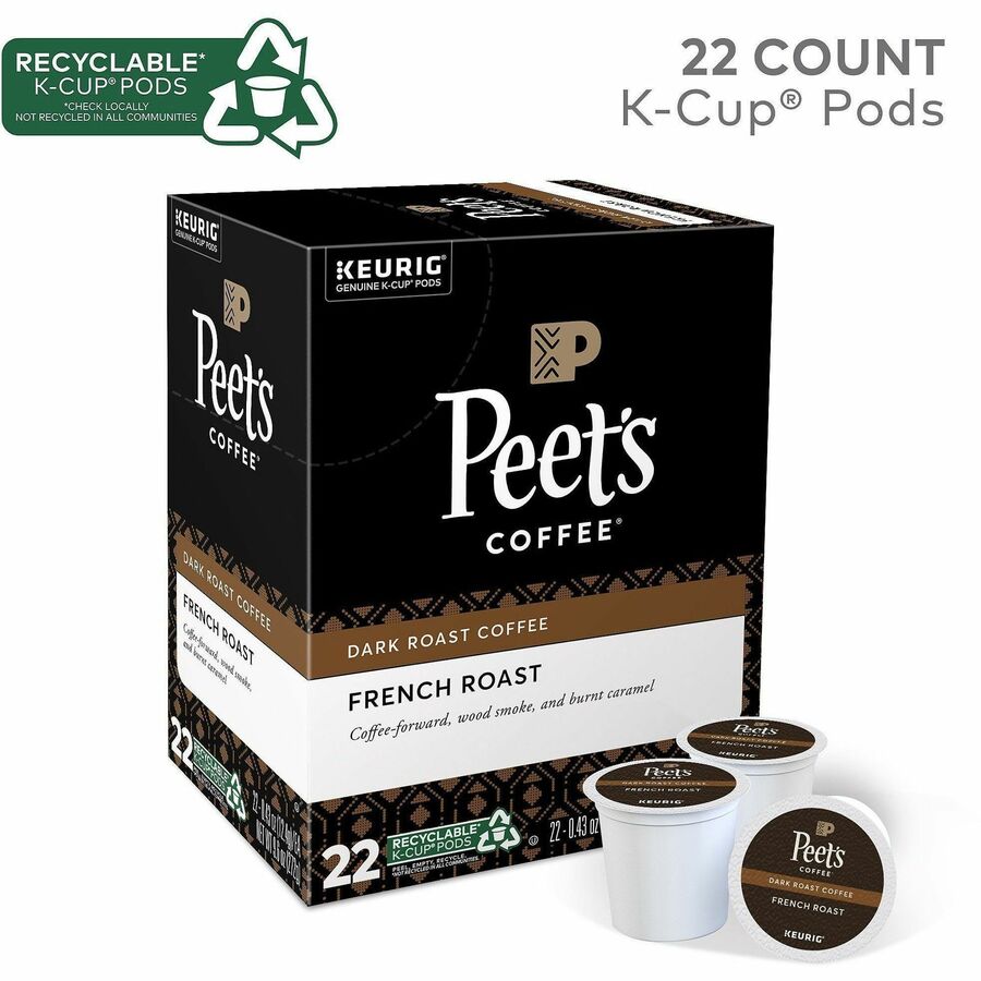 Peet's Coffee™ K-Cup French Roast Coffee - Compatible with Keurig Brewer - Dark - 22 K-Cup - K-Cup - French Roast - 4 / Carton