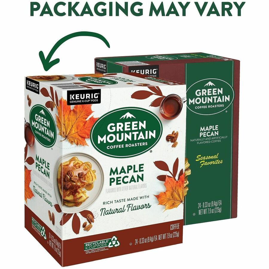 Green Mountain Coffee Roasters® K-Cup, Pod Maple Pecan Coffee - Compatible with Keurig K-Cup Brewer - Light - 24 K-Cup - K-Cup, Pod - Maple Pecan, Maple, Butter Pecan - Kosher - 4 / Carton