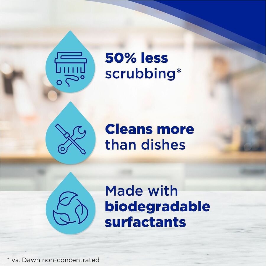 Dawn Ultra Original Dish Soap - For Multipurpose - Concentrate - Liquid - 18 fl oz (0.6 quart) - Clean Scent - Recommended For: Stain Remover, Grime Remover, Grease Remover - Refillable - Blue - 10 / Carton