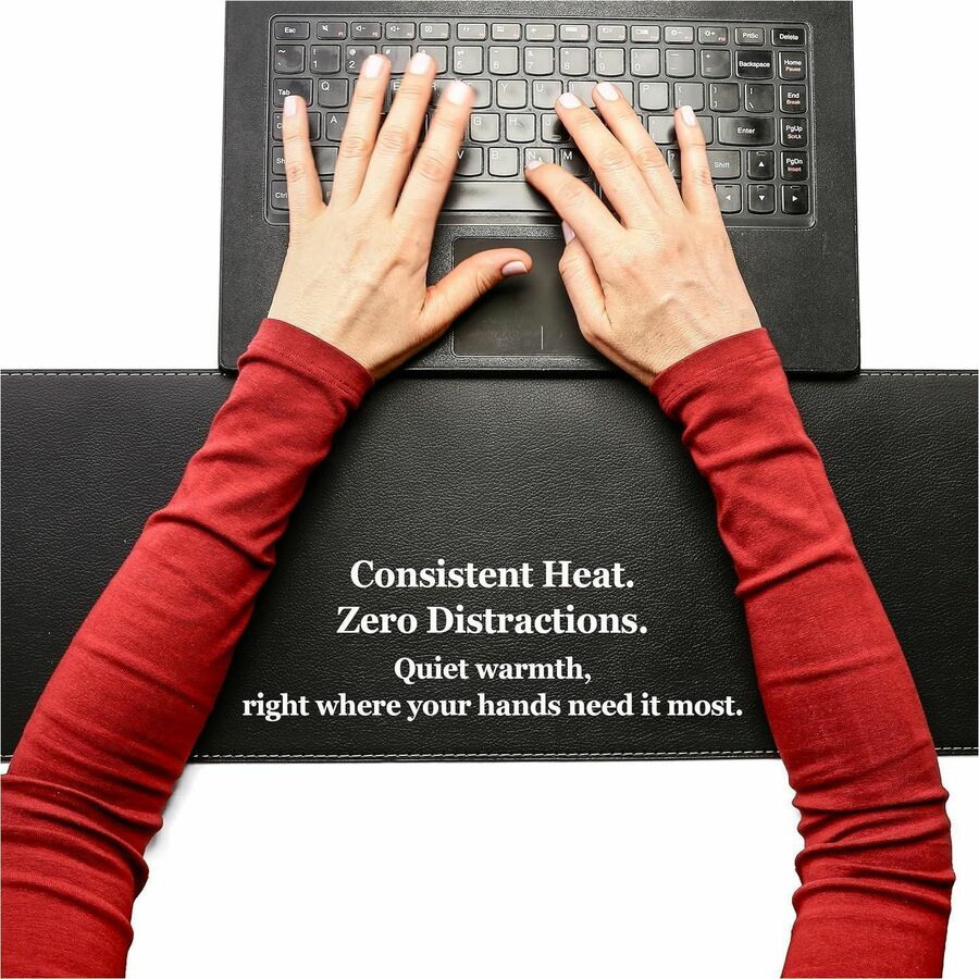 Victor Heetz Small Heated Desk Pad - 27.6" Width - Faux Leather - Black