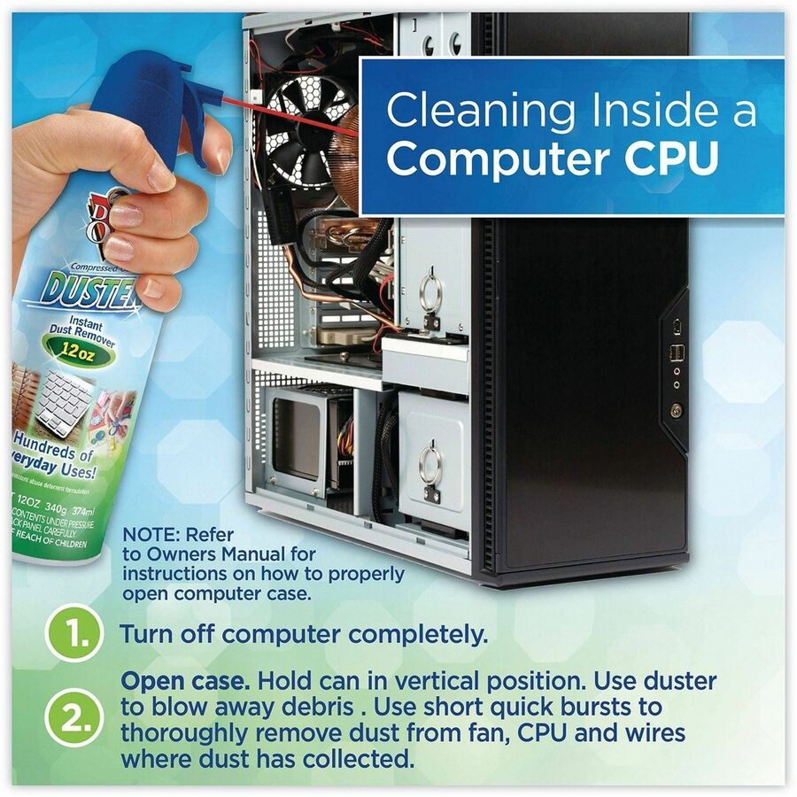 Dust-Off Compressed-Gas Duster - For Office, Keyboard, CPU, Notebook, Desk, Home, Window - 1 Each