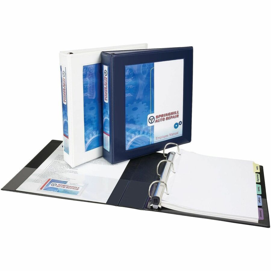Avery® One Touch EZD Locking Ring View Binders - 1" Binder Capacity - Letter - 8 1/2" x 11" Sheet Size - 275 Sheet Capacity - 1 2/5" Spine Width - 1" Ring - Fastener: D-Ring - Pocket: 2, Internal - Metal, Chipboard, Vinyl - Navy Blue - Recycled - One 