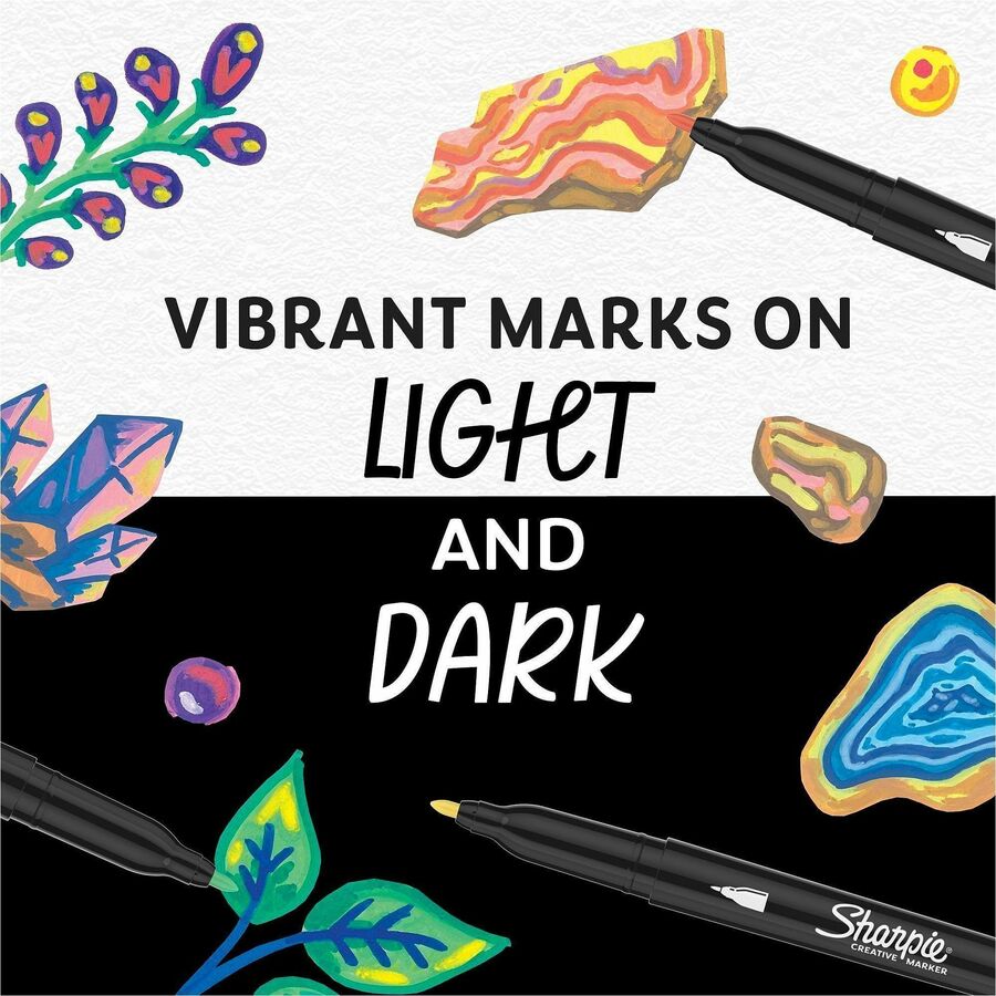 Sharpie Creative Markers - Fine Marker Point - Assorted Ink - Water Based, Acrylic Based - Glass, Art, Coloring - 2 / Pack