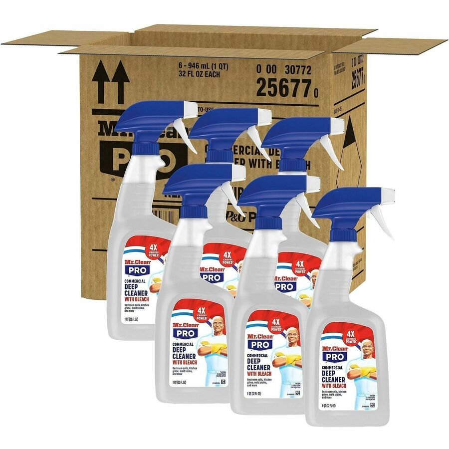 Mr. Clean Deep Cleaner with Bleach - For Multi Surface, Multipurpose - Ready-To-Use - Liquid, Spray - 32 fl oz (1 quart) - Recommended For: Soil Remover, Grime Remover, Mold Remover, Stain Remover, Odor Remover - Alkylphenols-free, Benzene-free, Lead-free