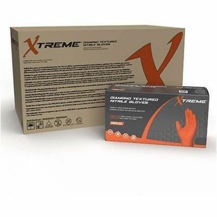 Picture of Ammex Xtreme Industrial Orange Powder-Free Nitrile Gloves
