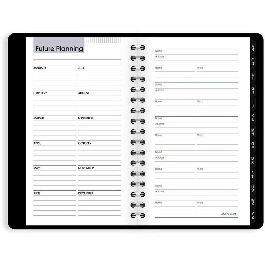 At-A-Glance DayMinder Appointment Book Planner - Pocket Size - Julian Dates - Weekly - 12 Month - January 2024 - December 2024 - 8:00 AM to 5:00 PM - Hourly - 1 Week Double Page Layout - 3 1/2" x 6" White Sheet - Wire Bound - Black - Simulated Leather, Fa