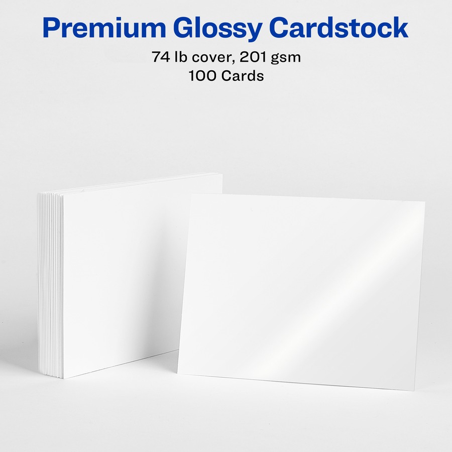 Avery® Postcards - 98 Brightness - 5 1/2" x 4 1/4" - Glossy - 100 / Pack - Perforated, Heavyweight, Rounded Corner, Double-sided, Recyclable - White