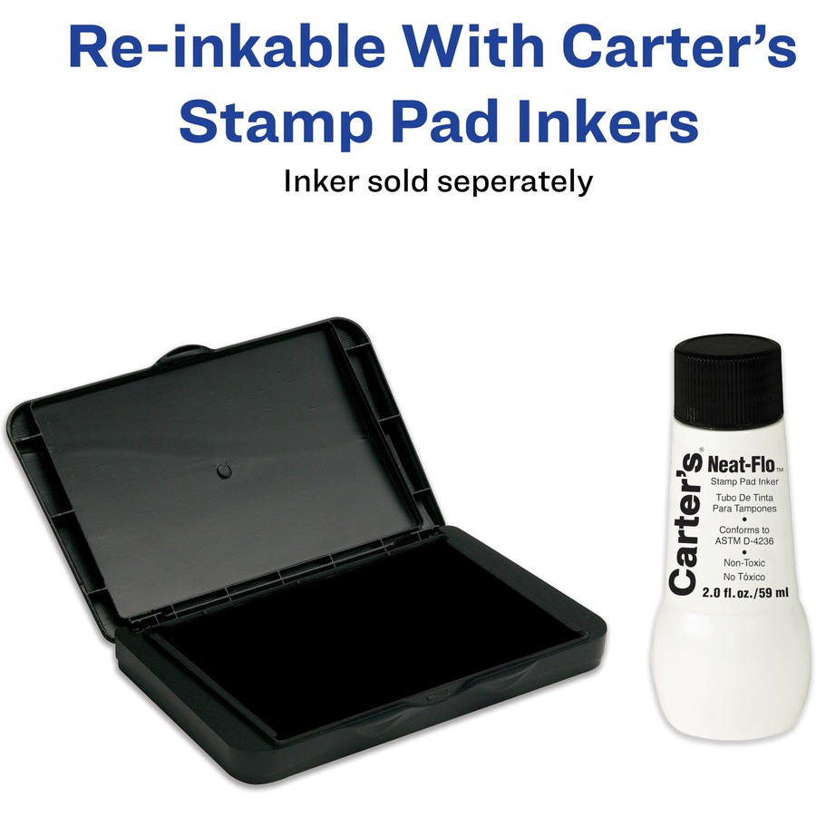 Carter's™ Reinkable Felt Stamp Pads - 1 Each - 2.8" Width x 4.3" Length - Felt Pad - Black Ink - Black