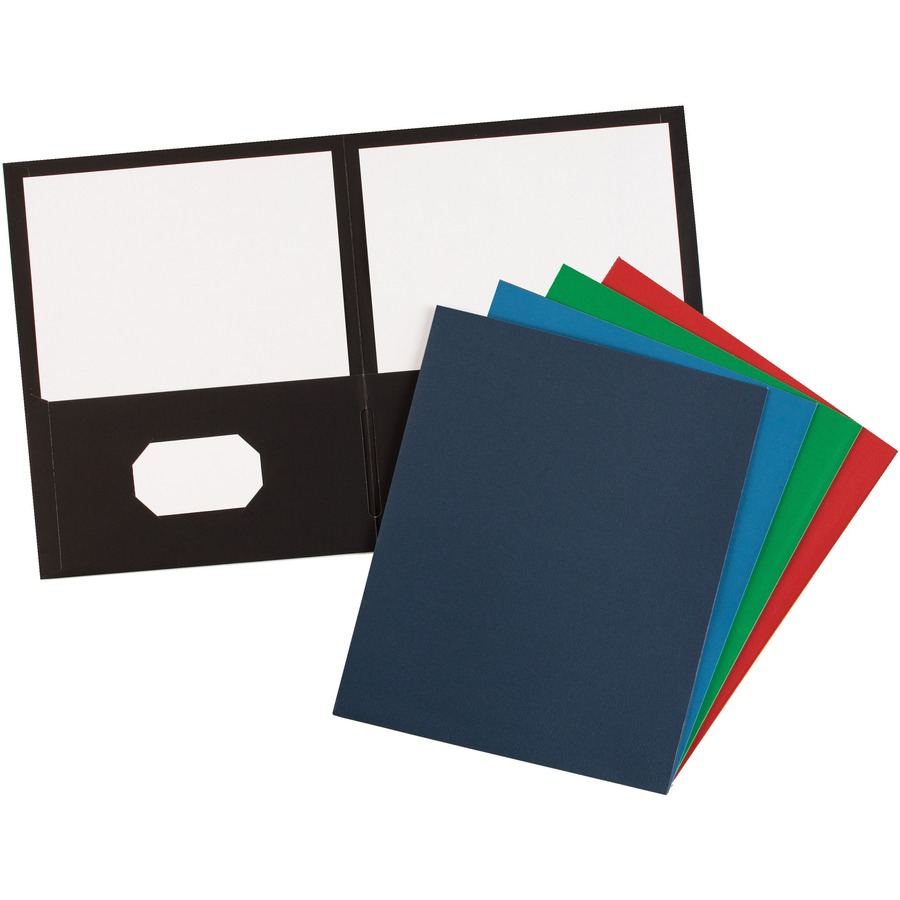 Avery® Letter Pocket Folder - 8 1/2" x 11" - 40 Sheet Capacity - 2 Internal Pocket(s) - Embossed Paper - Assorted - 25 / Box