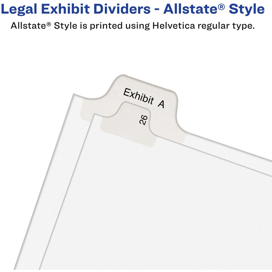 Legal Dividers A-Z 1 Set White New Allstate Collated Sets 25 Tabs per Set Letter Size Side Tab 