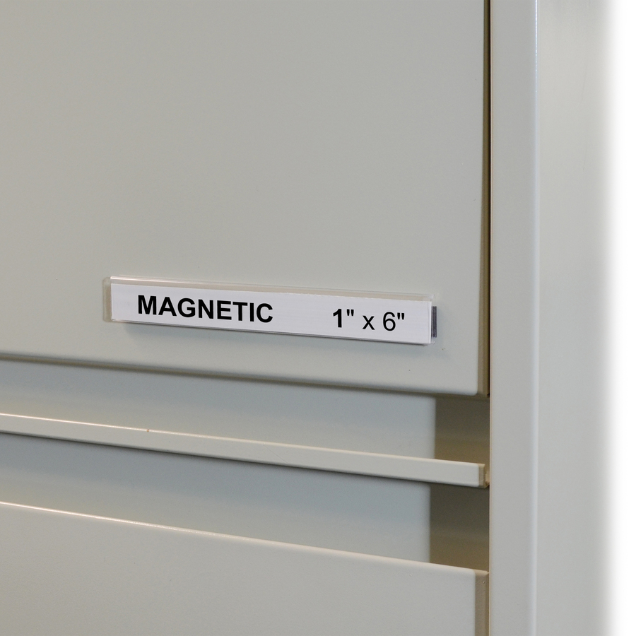 C-Line HOL-DEX Magnetic Shelf/Bin Label Holders - 1-Inch x 6-Inch, 10/BX, 87227