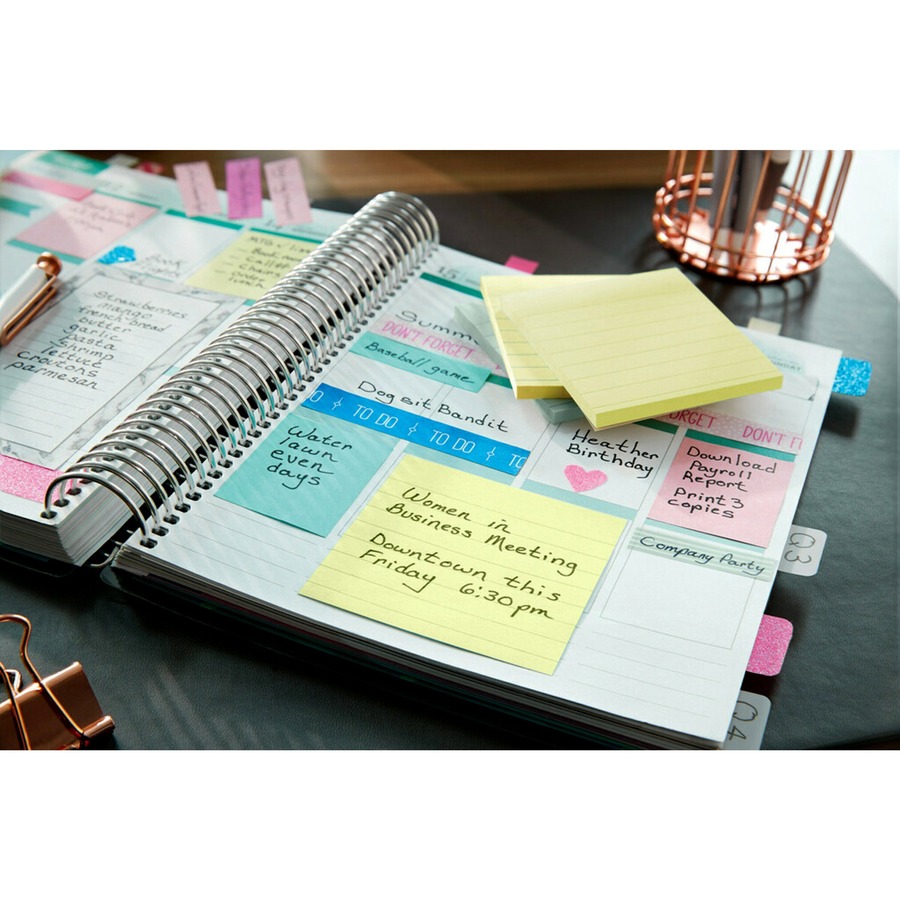 Post-it® Lined Notes - 300 - 4" x 4" - Square - 300 Sheets per Pad - Ruled - Canary Yellow - Paper - Recyclable - 300 / Pad