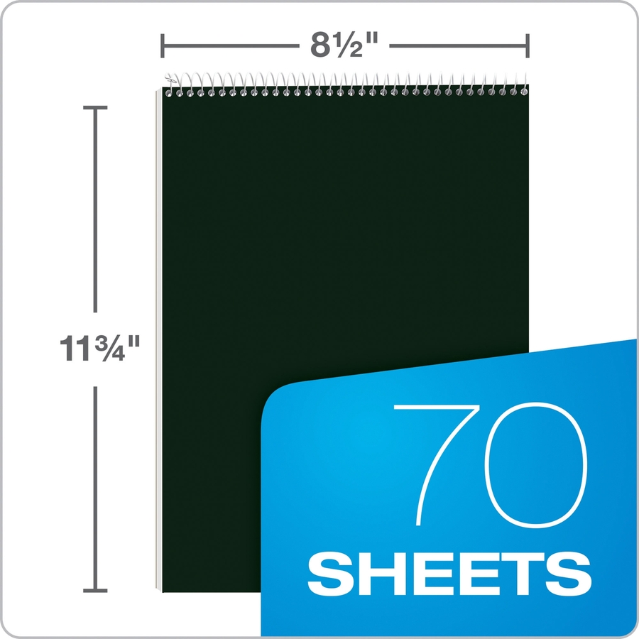TOPS Docket Top Wire Quadrille Pad - 70 Sheets - Wire Bound - 8 1/2" x 11 3/4" - White Paper - Chipboard Cover - Perforated, Hard Cover - 1 Each