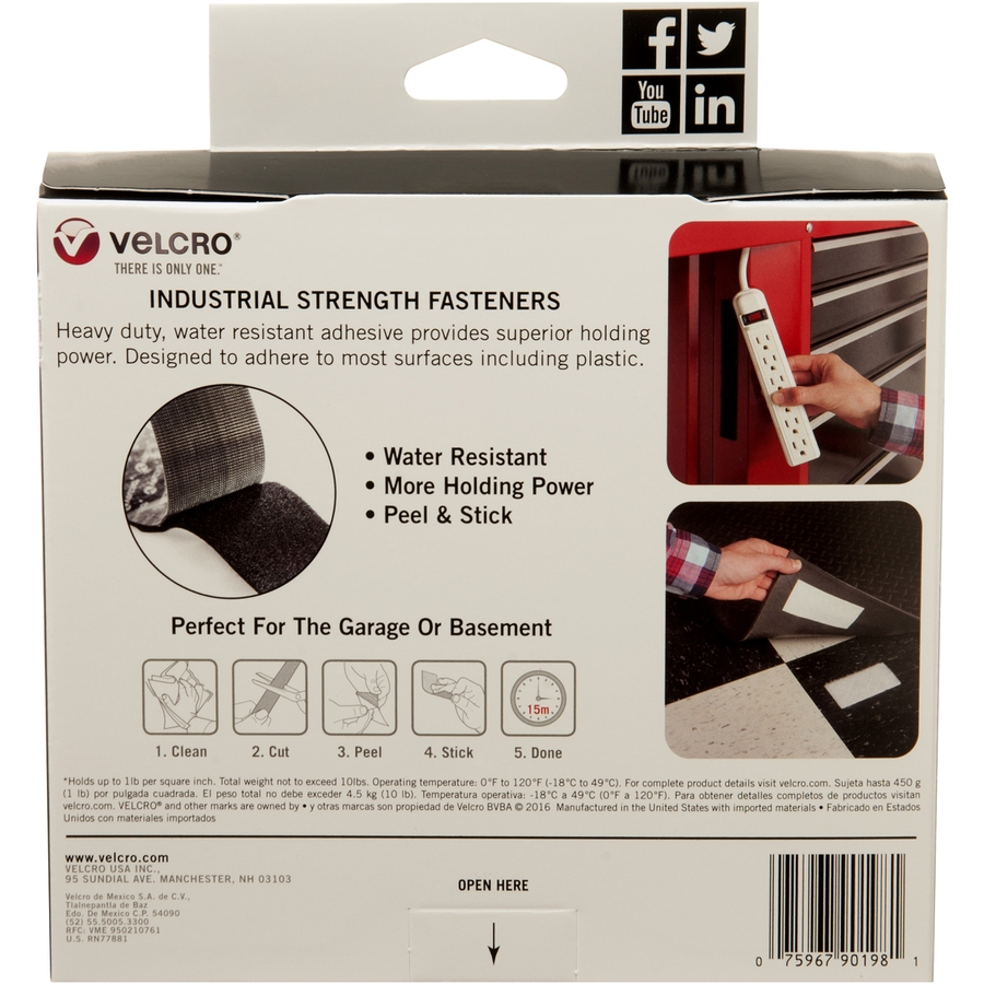 VELCRO® 90198 Heavy Duty Industrial Strength - 15 ft Length x 2" Width - Temperature Resistant, Water Proof - For Holding - 1 / RollRoll - White