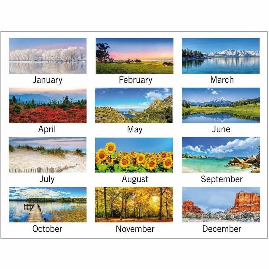 At-A-Glance Panoramic Landscape Desk Pad - Standard Size - Monthly - 12 Month - January 2024 - December 2024 - 1 Month Single Page Layout - 21 3/4" x 17" White Sheet - 2.25" x 2.13" Block - Desk Pad - Poly, Paper - Bleed Resistant Paper, Unruled Daily Blo