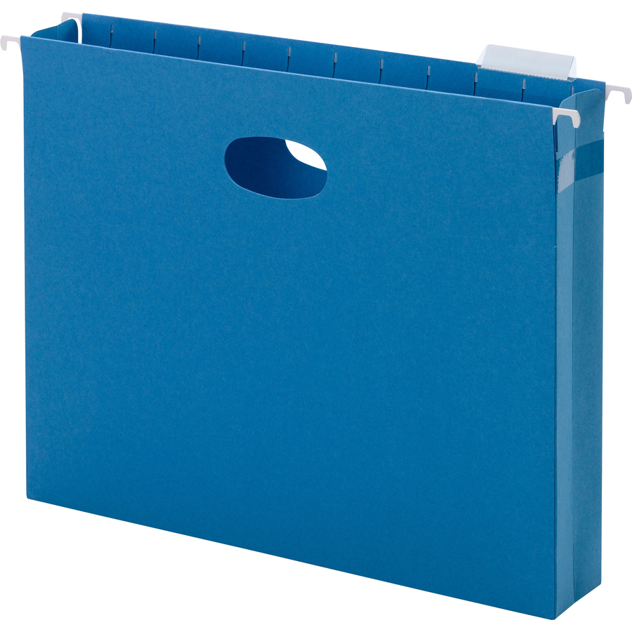 Smead 1/5 Tab Cut Letter Recycled Hanging Folder - 8 1/2" x 11" - 2" Expansion - Top Tab Location - Assorted Position Tab Position - Vinyl - Sky Blue - 10% Recycled - 25 / Box