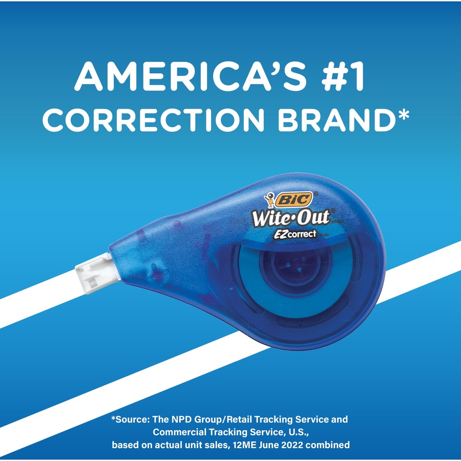 Bic Wite-Out Brand Ez Correct Correction Tape, Fast, Clean And Easy To Use,  White Correction