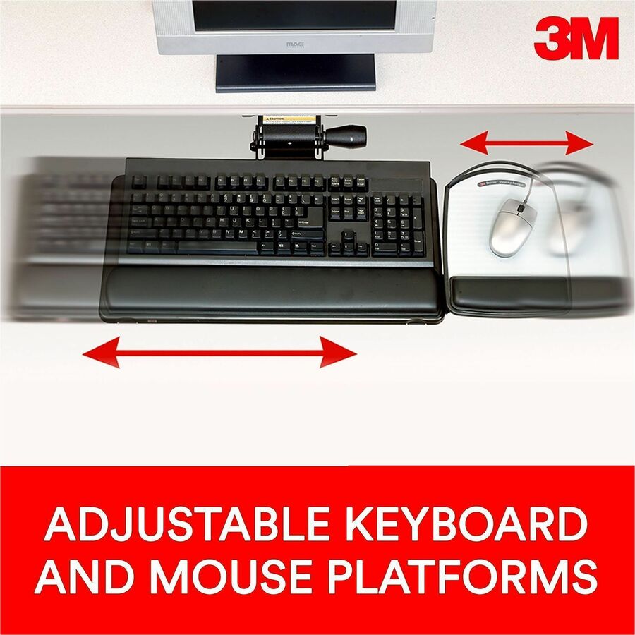 3M Sit/Stand Easy Keyboard Tray Platform Gel Wrists Precise Mouse Pad