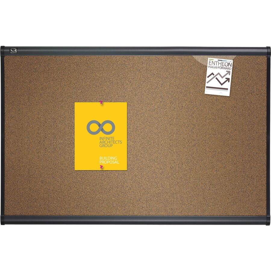 Quartet Prestige Bulletin Board - 24" Height x 36" Width - Brown Cork Surface - Self-healing, Durable - Graphite Frame - 1 Each