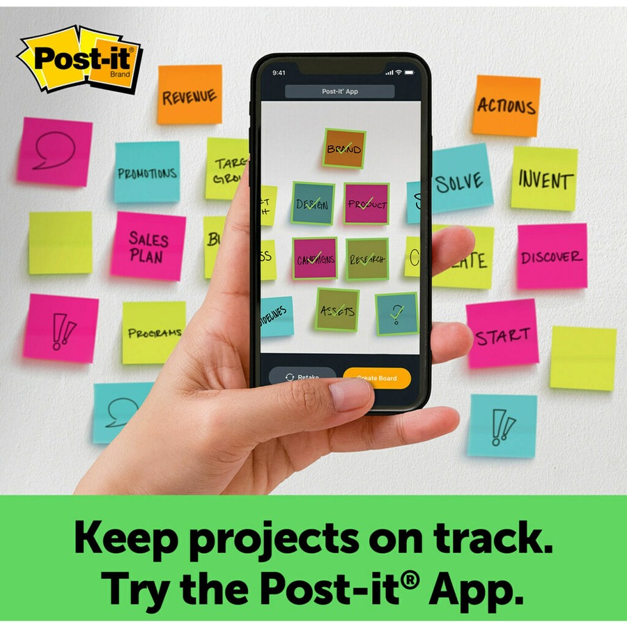 Post-it® Easel Pad with Recycled Paper - 30 Sheets - Plain - Stapled - 18.50 lb Basis Weight - 25" x 30" - 30.50" x 25" - White Paper - Black Cover - Self-adhesive, Bleed-free, Repositionable, Resist Bleed-through, Removable, Sturdy Back, Cardboard Ba