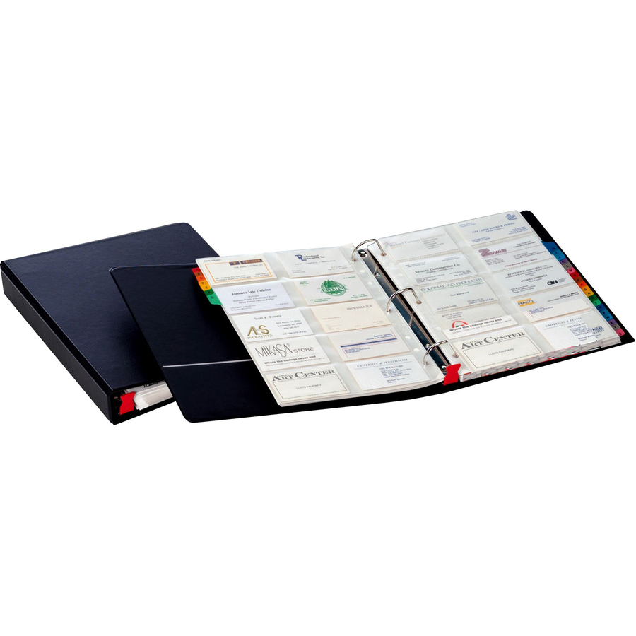 Cardinal EasyOpen Card File Binder - 400 Capacity - 8.50" Width x 11" Length - 3-ring Binding - Refillable - Black Vinyl Cover