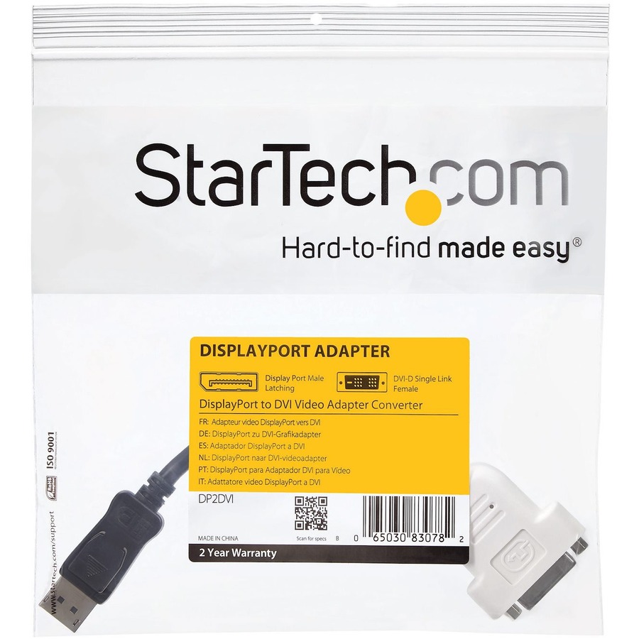 StarTech.com DisplayPort to DVI Adapter, DisplayPort to DVI-D Adapter/Video Converter 1080p, DP 1.2 to DVI Monitor, Latching DP Connector - Passive DisplayPort to DVI-D single-link adapter | 1920x1200/1080p@60Hz; DP 1.2 HBR2; EDID - DisplayPort to DVI ada - AV Cables - STCDP2DVI