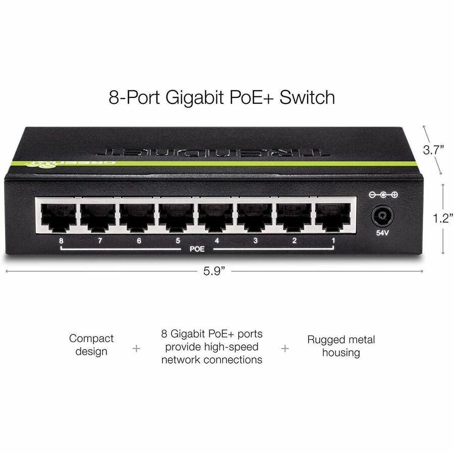 TRENDnet 8-Port 10/100Mbps PoE Switch, 4 x 10/100 Ports, 4 x 10/100 PoE Ports, 30W PoE Power Budget, 1.6 Gbps Switching Capacity, 802.3af, Limited Lifetime Protection, Black, TPE-S44