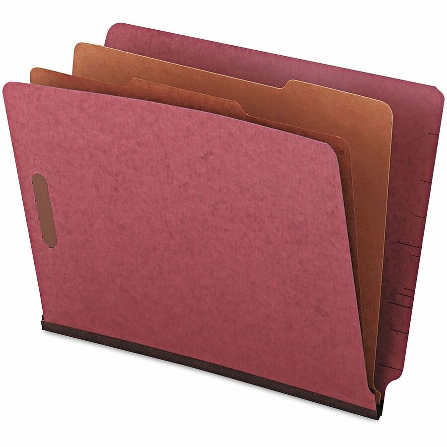 Universal Straight Tab Cut Letter Classification Folder - 2" Expansion - 6 Fastener(s) - 2" Fastener Capacity - End Tab Location - 2 Divider(s) - Red - 10 / Box