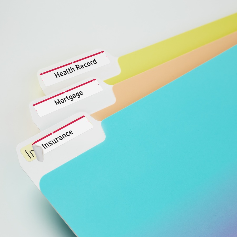 Avery® TrueBlock File Folder Labels, 2/3" x 3-7/16" , 600 Printable Labels, White/Red - 2/3" Height x 3 7/16" Width - Permanent Adhesive - Rectangle - Laser, Inkjet - Red, White - Paper - 30 / Sheet - 600 Total Label(s) - 600 / Pack = AVE05066