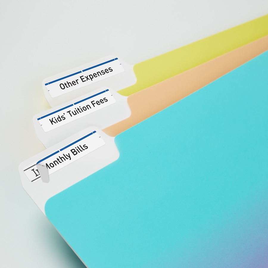 Avery® TrueBlock File Folder Labels, 2/3" x 3-7/16" , 600 Printable Labels, White/Blue - 2/3" Height x 3 7/16" Width - Permanent Adhesive - Rectangle - Laser, Inkjet - Blue, White - Paper - 30 / Sheet - 600 Total Label(s) - 600 / Pack = AVE05766