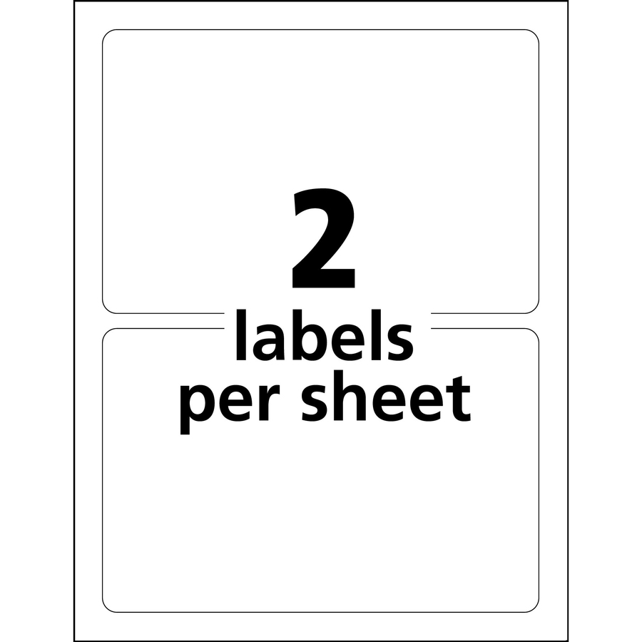 Avery® Permanent Durable ID Labels, TrueBlock(R), 5" x 8-1/8" , Matte White, 100 Labels (6579) - 5" Height x 8 1/8" Width - Permanent Adhesive - Rectangle - Laser - White - Film - 2 / Sheet - 50 Total Sheets - 100 Total Label(s) - 100 / Pack - Mailing & Address Labels - AVE06579