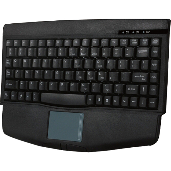 Adesso MiniTouch ACK-540PB Keyboard - PS/2 - QWERTY - 88 Keys - Black