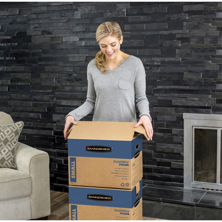 SmoothMove™ Prime Moving Boxes, Large - Internal Dimensions: 18" Width x 24" Depth x 18" Height - External Dimensions: 18.3" Width x 25" Depth x 19" Height - Locking Tab, Lid Lock Closure - Cardboard - Kraft - Recycled - 6 / Carton