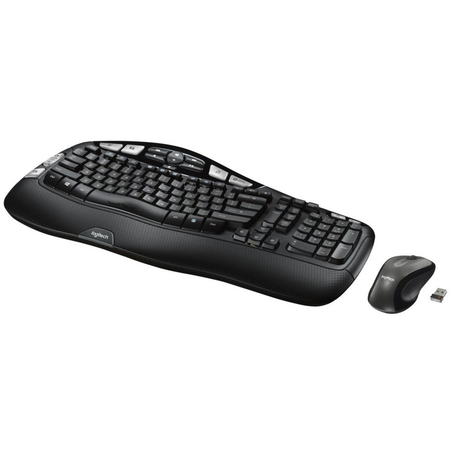 Logitech MK550 Wireless Wave Keyboard/Mouse Combo - USB Wireless RF 2.40 GHz Keyboard - 117 Key - USB Wireless RF Mouse - Laser - Scroll Wheel - Email, Internet Key Hot Key(s) - AA (PC) - 1 Pack - Mice & Keyboard Bundles - LOG920002555