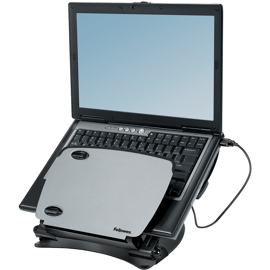 Fellowes Professional Series Laptop Workstation with USB - Up to 17" Screen Support - 6.80 kg Load Capacity - 3" (76.20 mm) Height x 12.13" (308.10 mm) Width x 13.31" (338.07 mm) Depth - Metal, Rubber - Black = FEL8024601