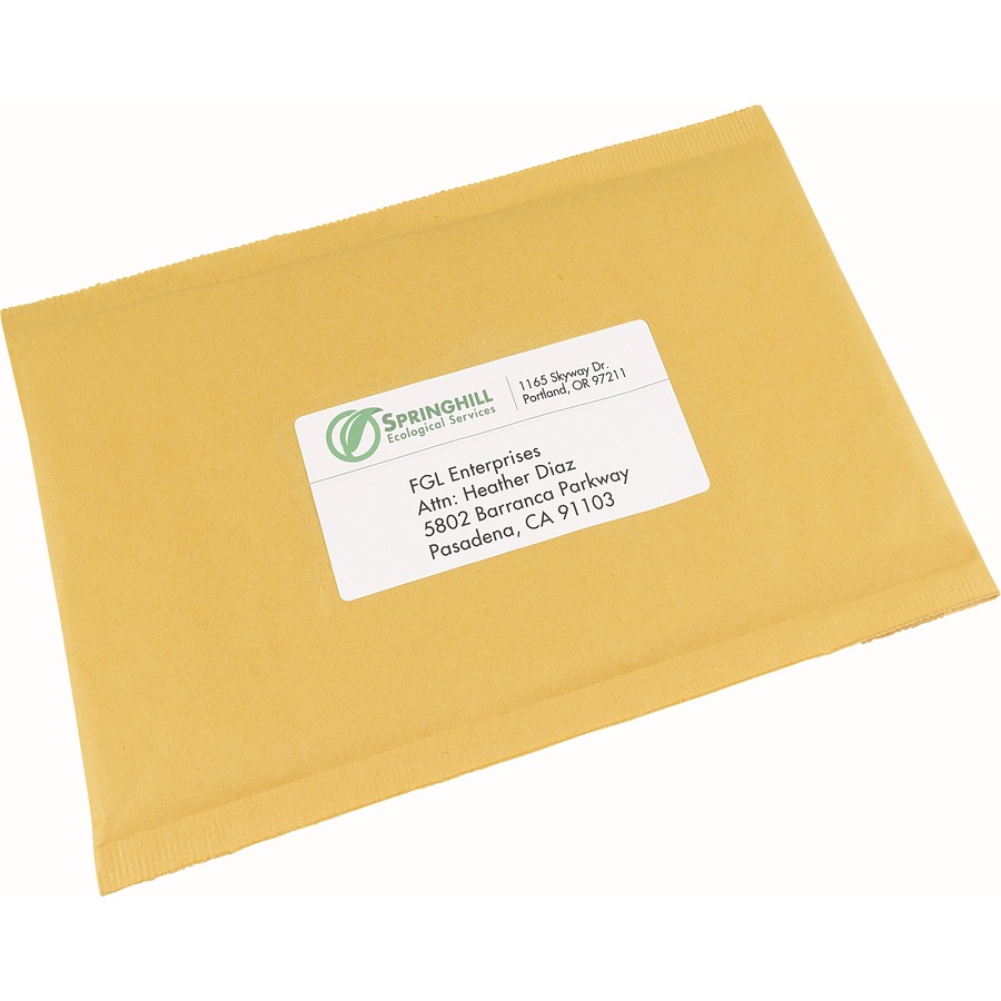 Avery® EcoFriendly Address Labels - Water Based Adhesive - Rectangle - Laser, Inkjet - White - Paper - 10 / Sheet - 10 Total Sheets - 100 Total Label(s) - 1 / Carton = AVE48863