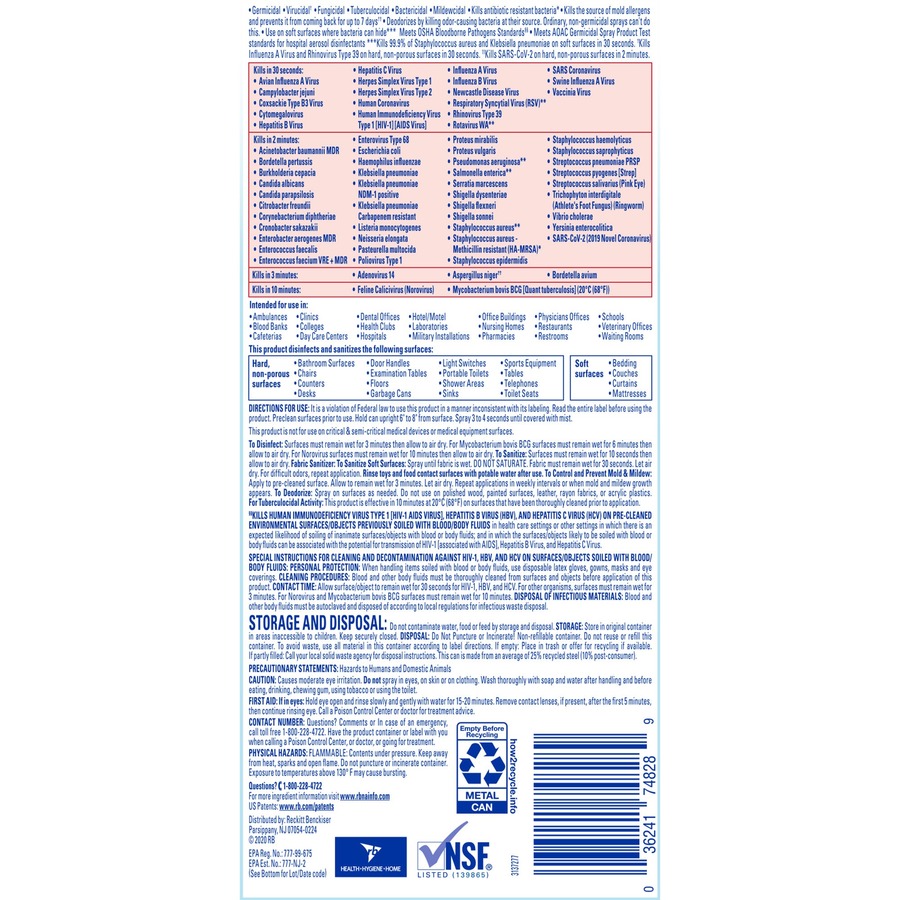 Professional Lysol Disinfectant Spray - Spray - 19 fl oz (0.6 quart) - Crisp Linen Scent - 1 Each - Clear