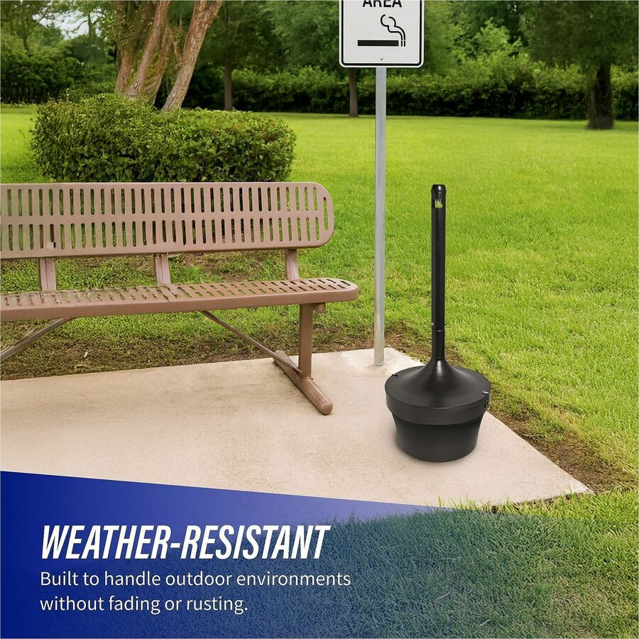 Genuine Joe 4.25 Gal Fire-safe Smoking Receptacle - 4.25 gal Capacity - Powder Coated, Durable, Weather Resistant, Fire-Safe, Handle - 37" Height x 16" Width - Galvanized Steel - Black - 1 Each