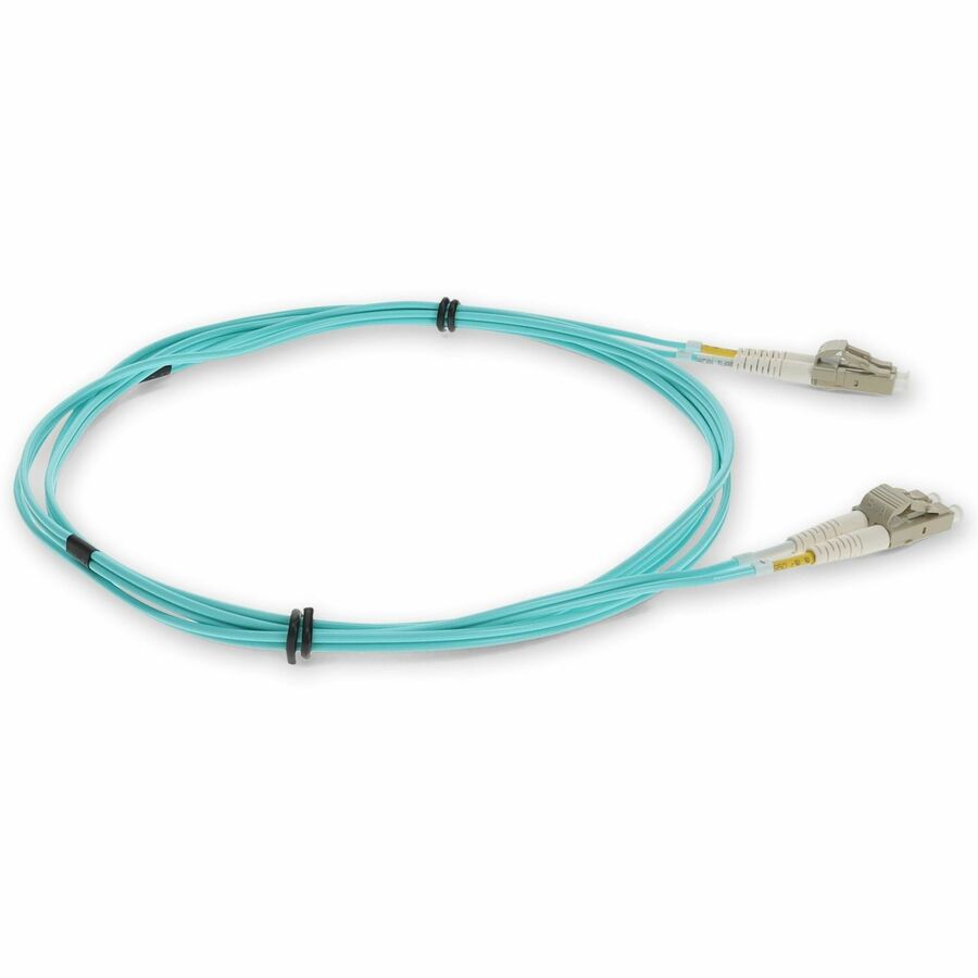 AddOn 3m LC to LC Aqua OM3 Duplex OFNR (Riser-Rated) MMF (Multi Mode) Fiber Patch Cable, 50/125