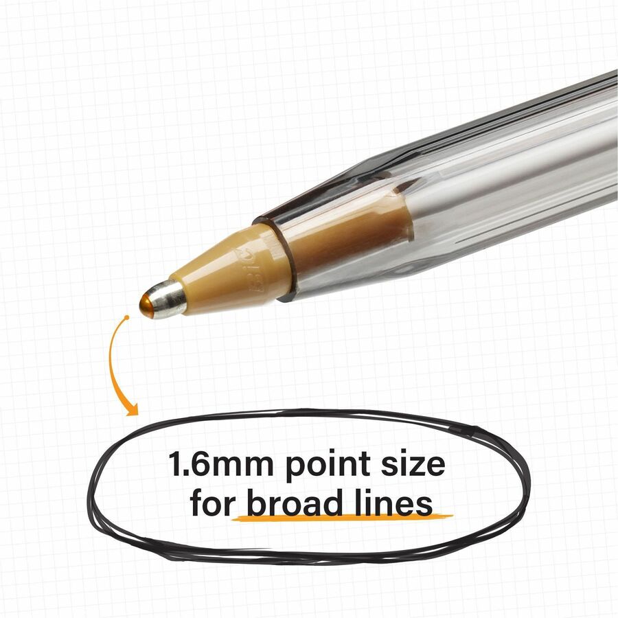 BIC Cristal Ballpoint Pen - Bold Pen Point - 1.6 mm Pen Point Size - Assorted - Translucent Barrel - 24 Pack