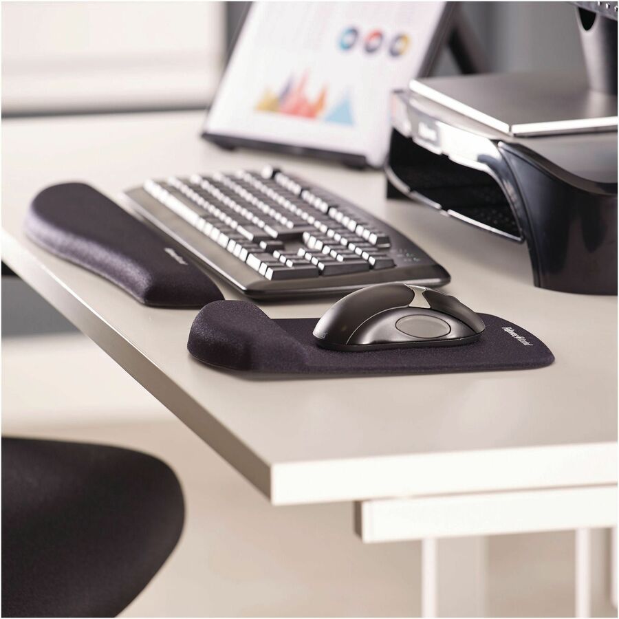 Fellowes - Tapis de souris/repose-poignet PlushTouch avec technologie FoamFusion - Noir